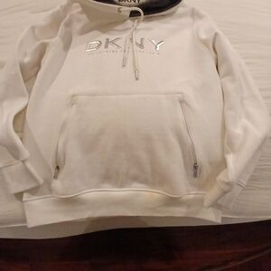 DKNY White Hoodie with Silver Logo